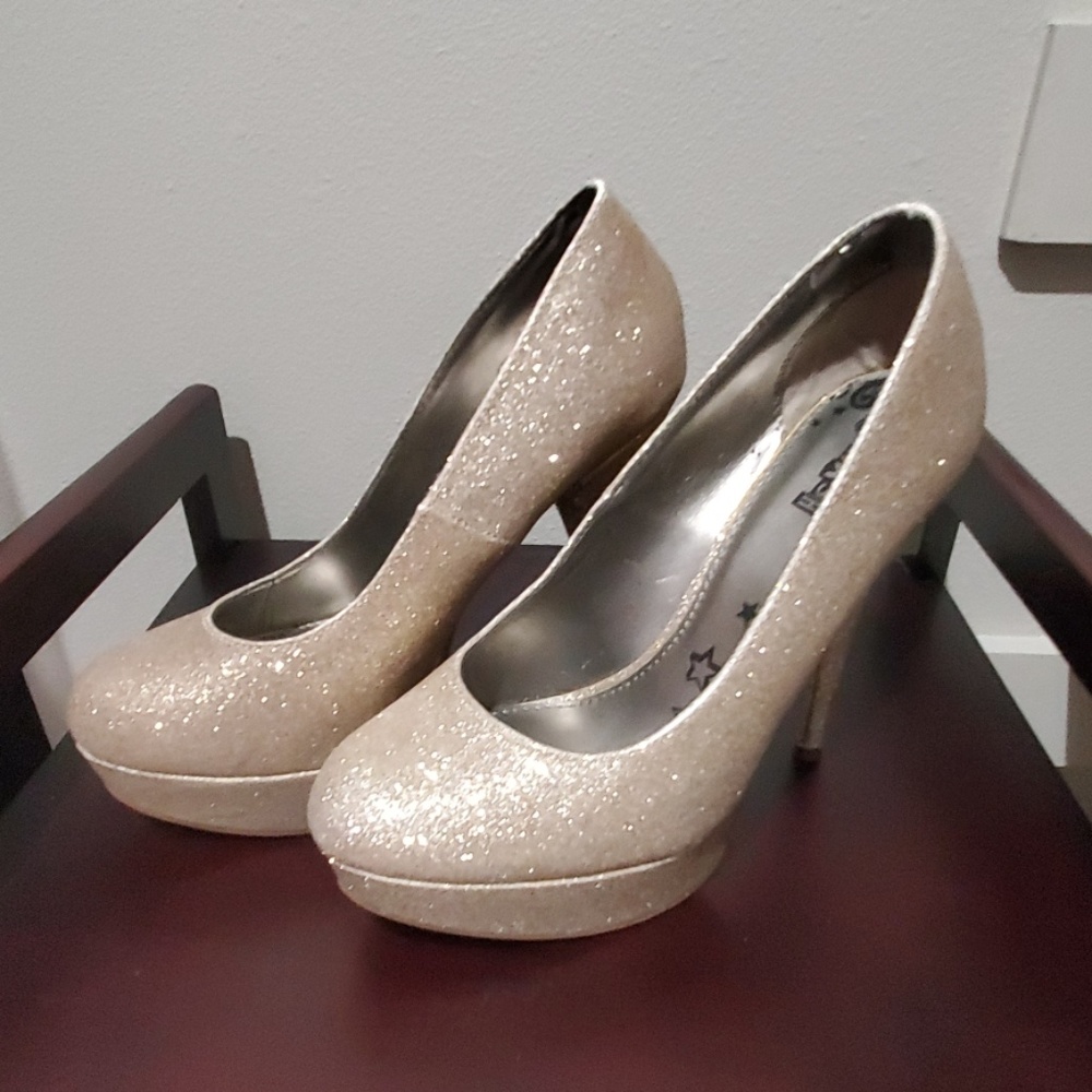 Gold Glitter Platform Heels
